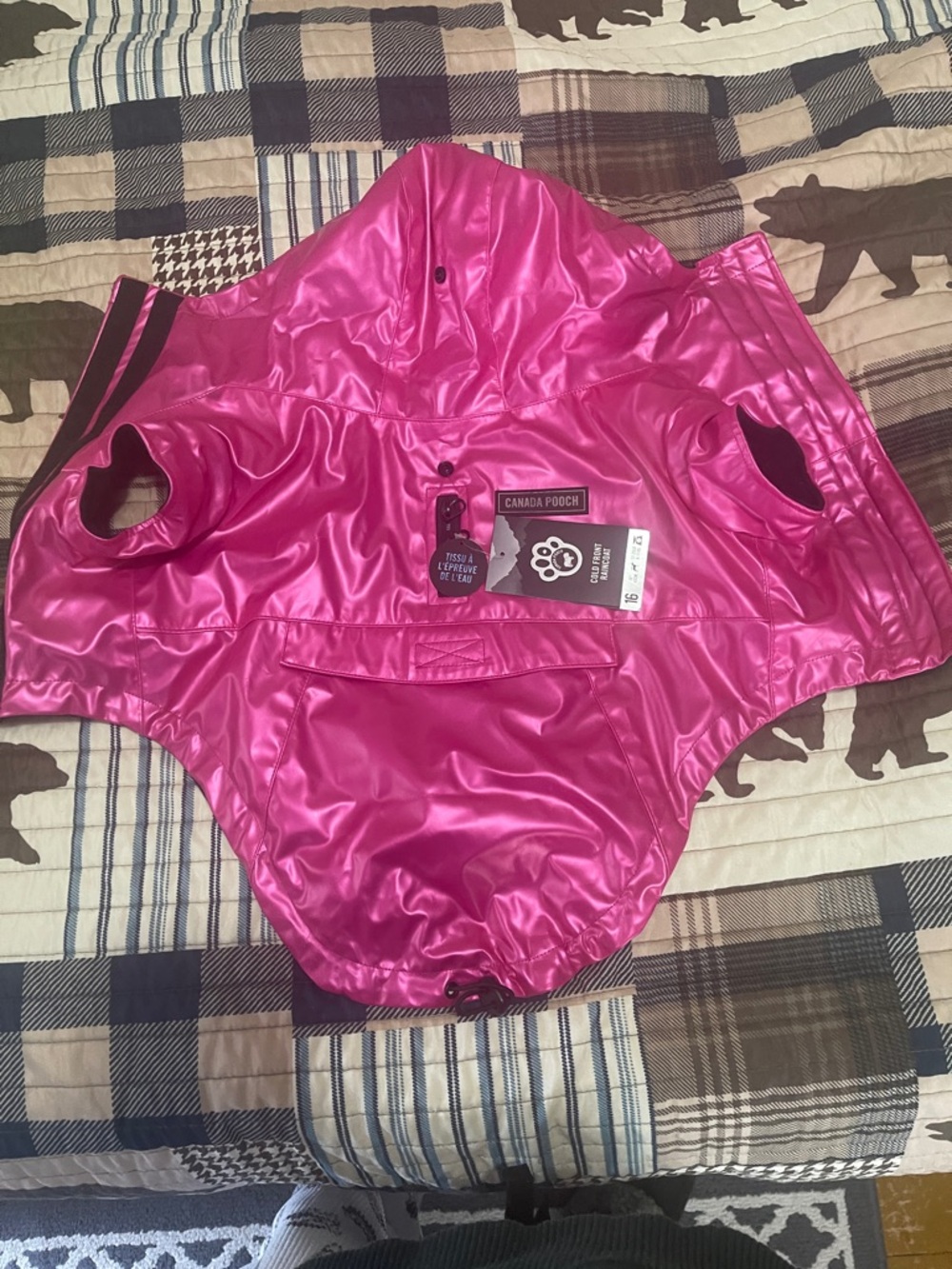 Canada Pooch Pink Shiny Pet Raincoat